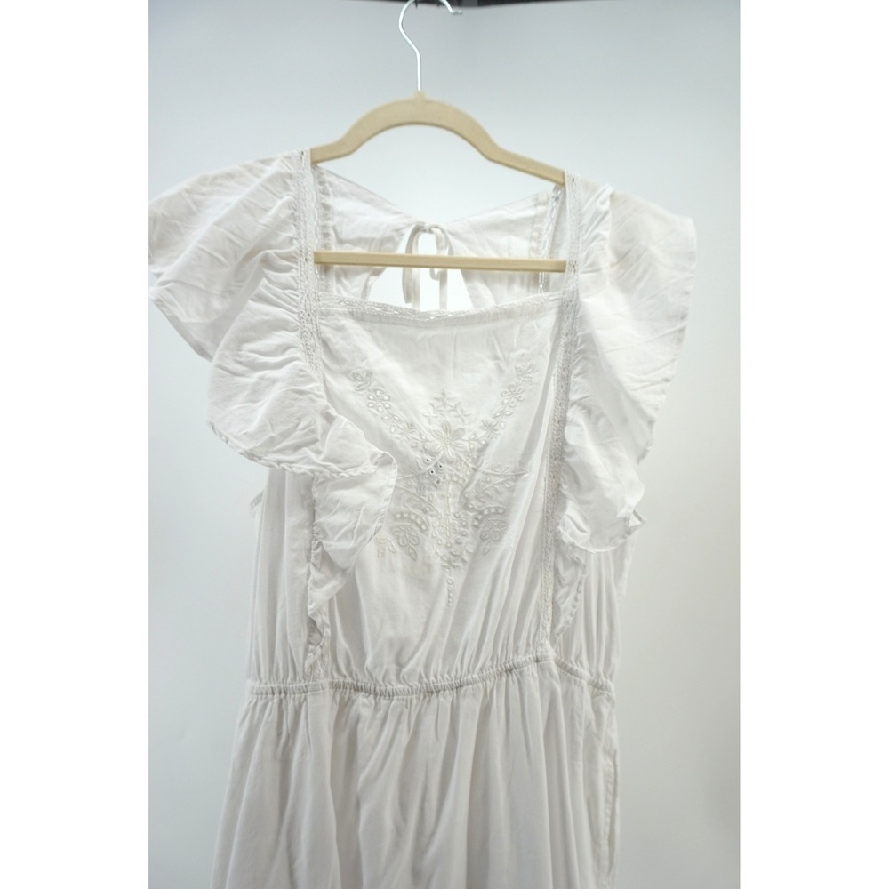 NWT Old Navy Flutter Sleeve  Summer Midi Dress boho Cottagecore Embroidered L - Picture 6 of 10
